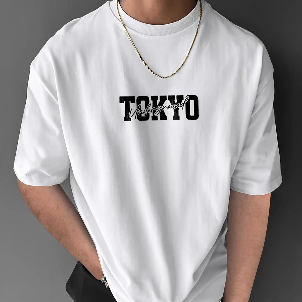 2026 Unisex Tokyo Underground Graphic T-Shirt Black White Anime Car Design Casual Short Sleeve Tee for Outdoor Activities Summer