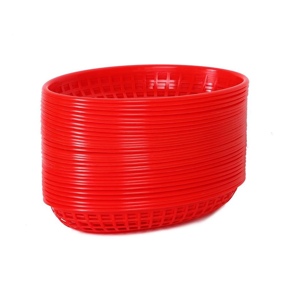 12 Stück Kunststoff Lebensmittelaufbewahrungskorb Fast-Food-Schalenform Tablett Obstteller Küchensiebe Abgießer Wiederverwendbarer Behälter Premium