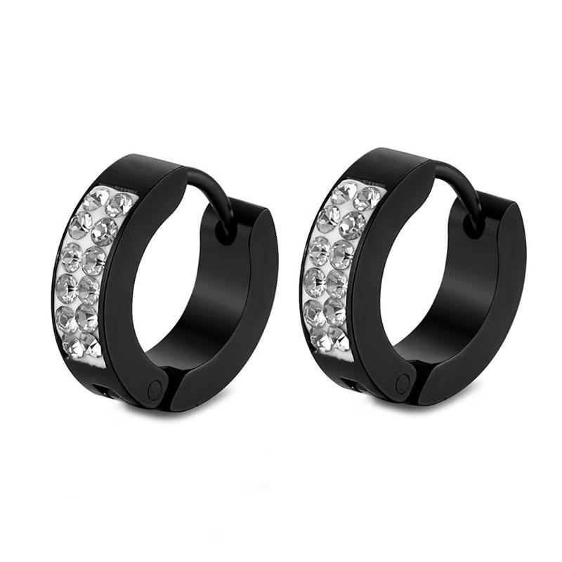 1/9 Pairs Unisex Punk Stainless Steel Crystal Cubic Zirconia Round Huggie Hoop Earrings for Men Women Daily Party Wear Jewelry