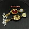 Vintage French Palace Style Red Agate Pearl Tassel Earrings Long Light Luxury Accessories