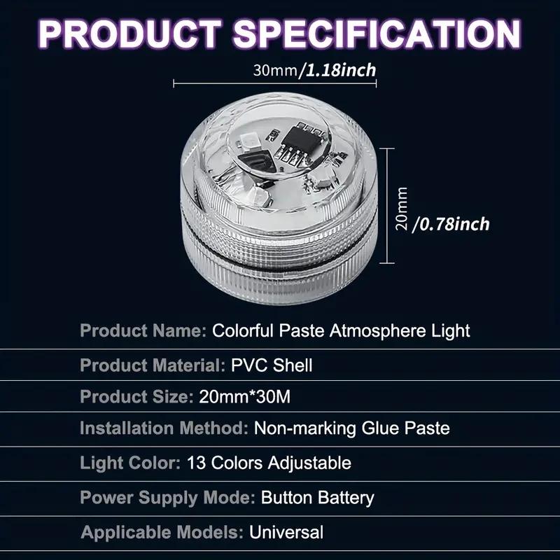 Wireless Adhesive LED Car Interior Ambient Light Remote Control Decoration Auto Roof Foot Atmosphere Lamp Bicycle Tail Light