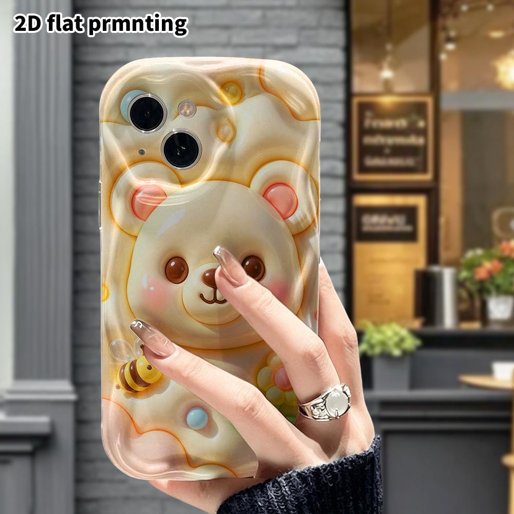 Phone Case: 2D Flat Design, Suitable for iPhone 18 17 16 15 14 13 Pro Protective Case, Bear Head, Perfect Christmas and Halloween Holiday Gift