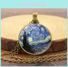 Versatile Retro Van Gogh Starry Night Pendant Necklace Elegant Alloy Chain Jewelry