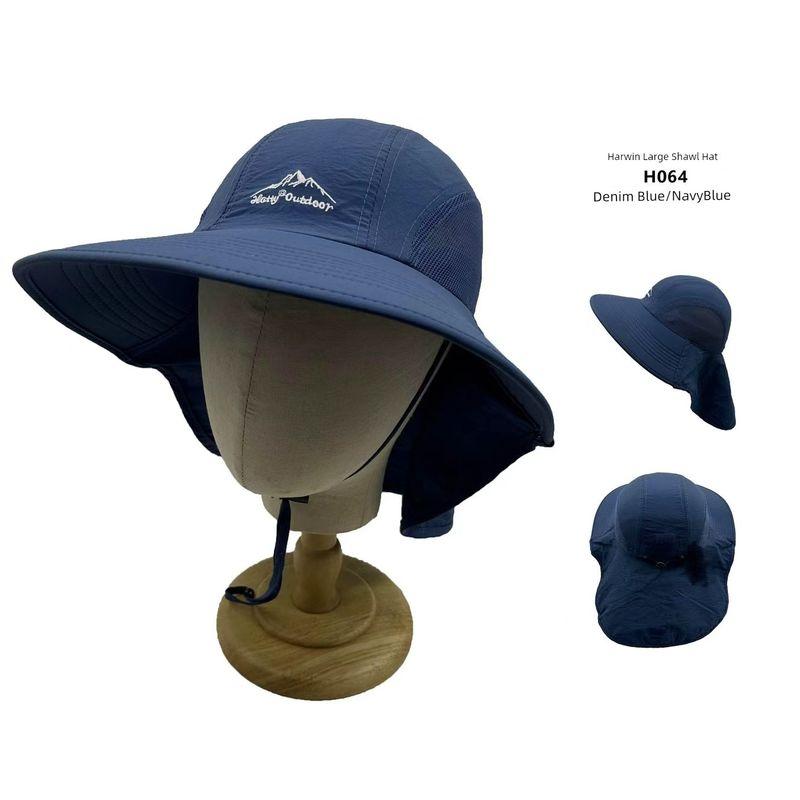 

Hatty Harem Breathable Quick-Drying Oversized Wide Brim Curtain Neck Protection Jungle Sun Hat H064 Denim Blue