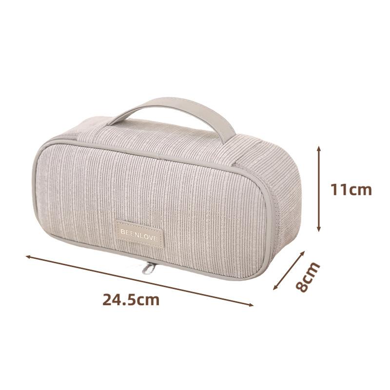 Women Corduroy Travel Makeup Storage Bag Portable Zipper Cosmetic Bag with Handle Square Large Capacity Toiletry Wash Pouch