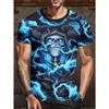 Summer Round Neck 3D Skull Print Top Fashionable Casual Short Sleeved Men's T-shirts