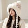Winter Fleece Thick Warm Hat Women'S Sweet Cute Pom-Pom Braided Lei Feng Hat Ear Protection Cold-Proof Hat