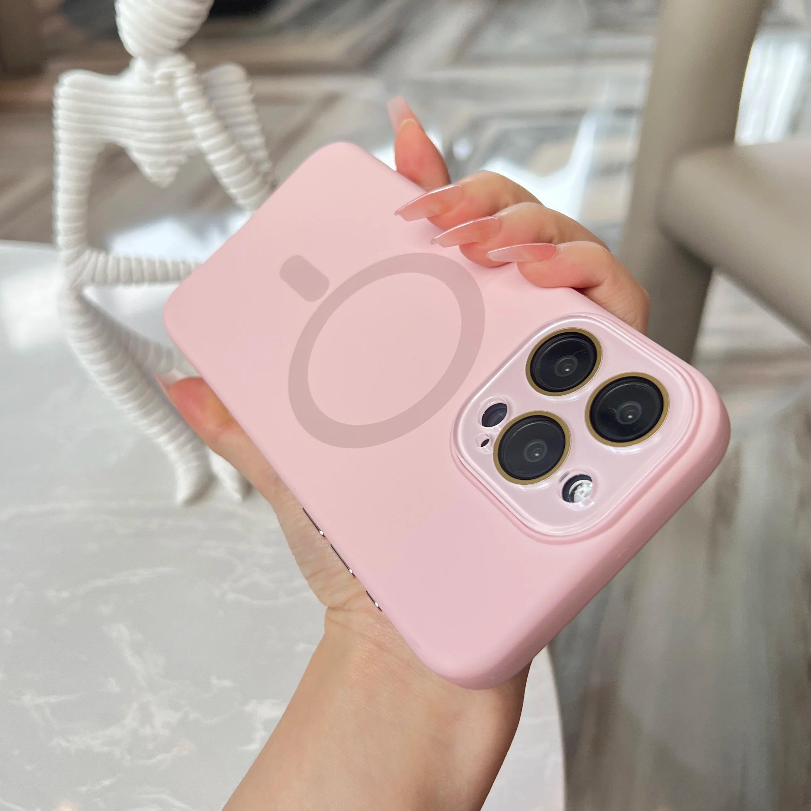 

Рідкий силіконовий магнітний оригінальний чохол для iPhone 15 14 Plus 13 12 11 Pro Max для Magsafe Wireless Charge Протиударний м який чохол For iPhone 11Pro рожевий