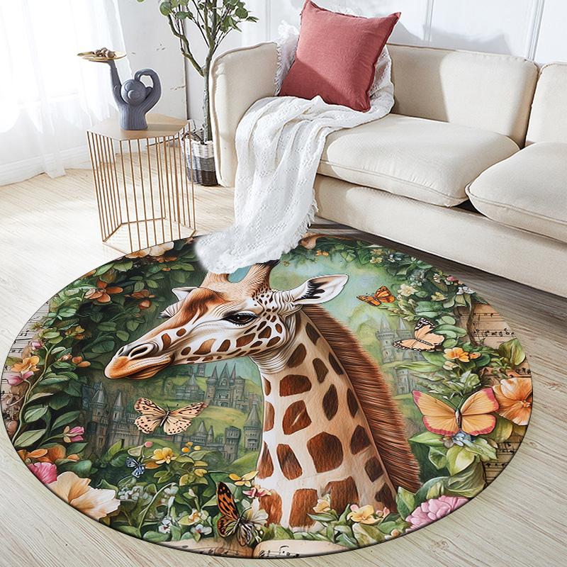 

Sheet Music Piano Animals,Round Area Rug,Carpet Rug for Living Room Bedroom Sofa Playroom Decor,Non-slip Floor Mat 80cmx80cm