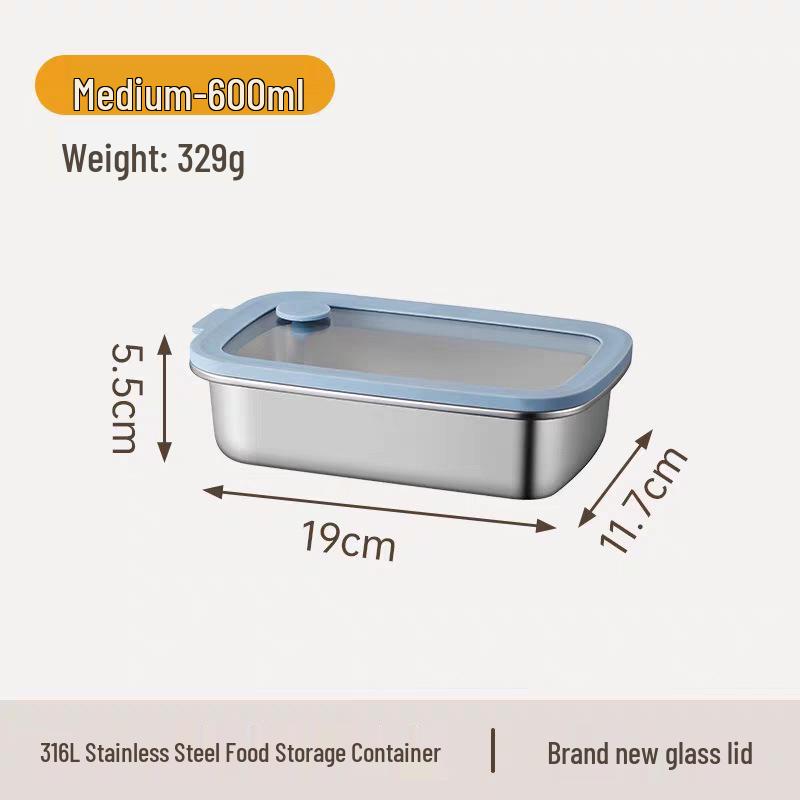 Boîte de Rangement pour Réfrigérateur et Congélateur en Acier Inoxydable 316L pour Aliments, Fruits et Légumes