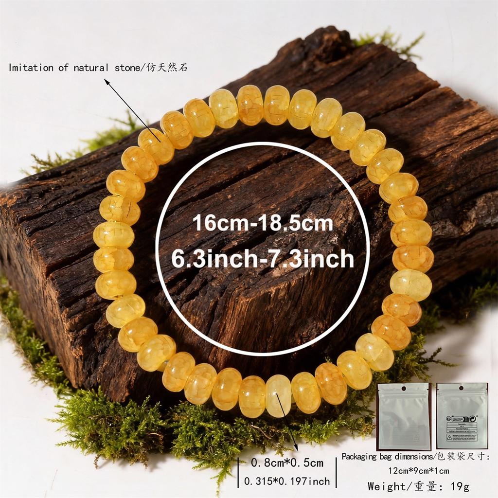 Festive Gifts Yellow Citrine Beaded Bracelet Set Warm Fashion Jewelry For Men And Women Daily Wear Simple Versatile Accessory