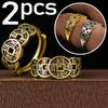 Five Emperors Coin Rings Vintage Five Blessings Copper Coin Ward Off Evil Alloy Open Ring Implying Good Luck Jewelry Accessories