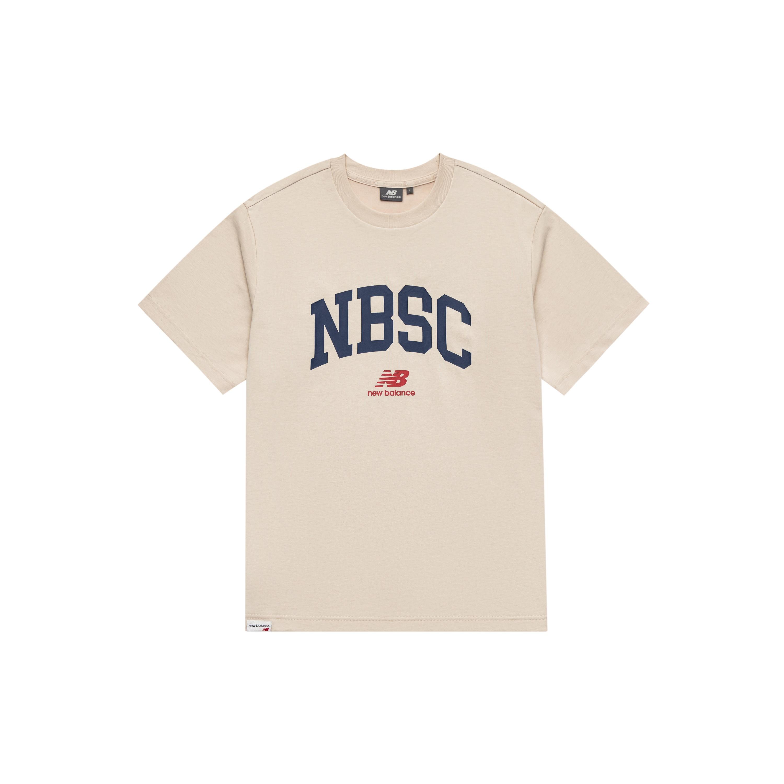 New Balance Logo Print Tee Asia Sizing Beige Blue Men s 5ED25373-CRE XL
