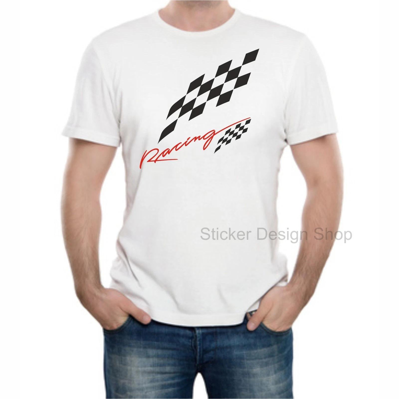Racing Flag T-Shirt Print Unisex Cotton Fruit of The Loom 3XL