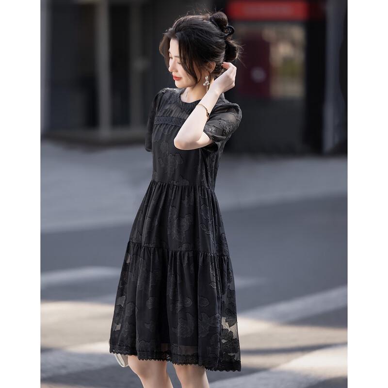 Demana Women s Retro Floral Chiffon A-line Dress S