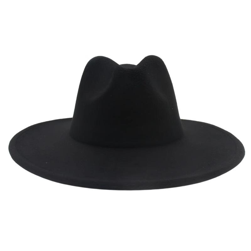Fotografia di strada europea e americana imitazione lana cappello jazz retrò britannico uomo e donna a tesa larga cappello a cilindro cappello di feltro versatile ombra