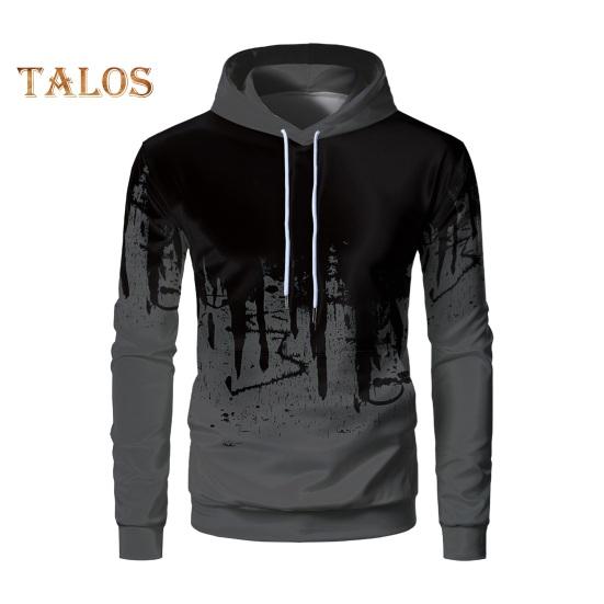 Frühling Herbst Herren Sport Hoodie 3D Kontrast Farbdruck Kordelzug Kapuze Lange Ärmel Elastische Bündchen Saum Outdoor Fitness Baseball Hoodie