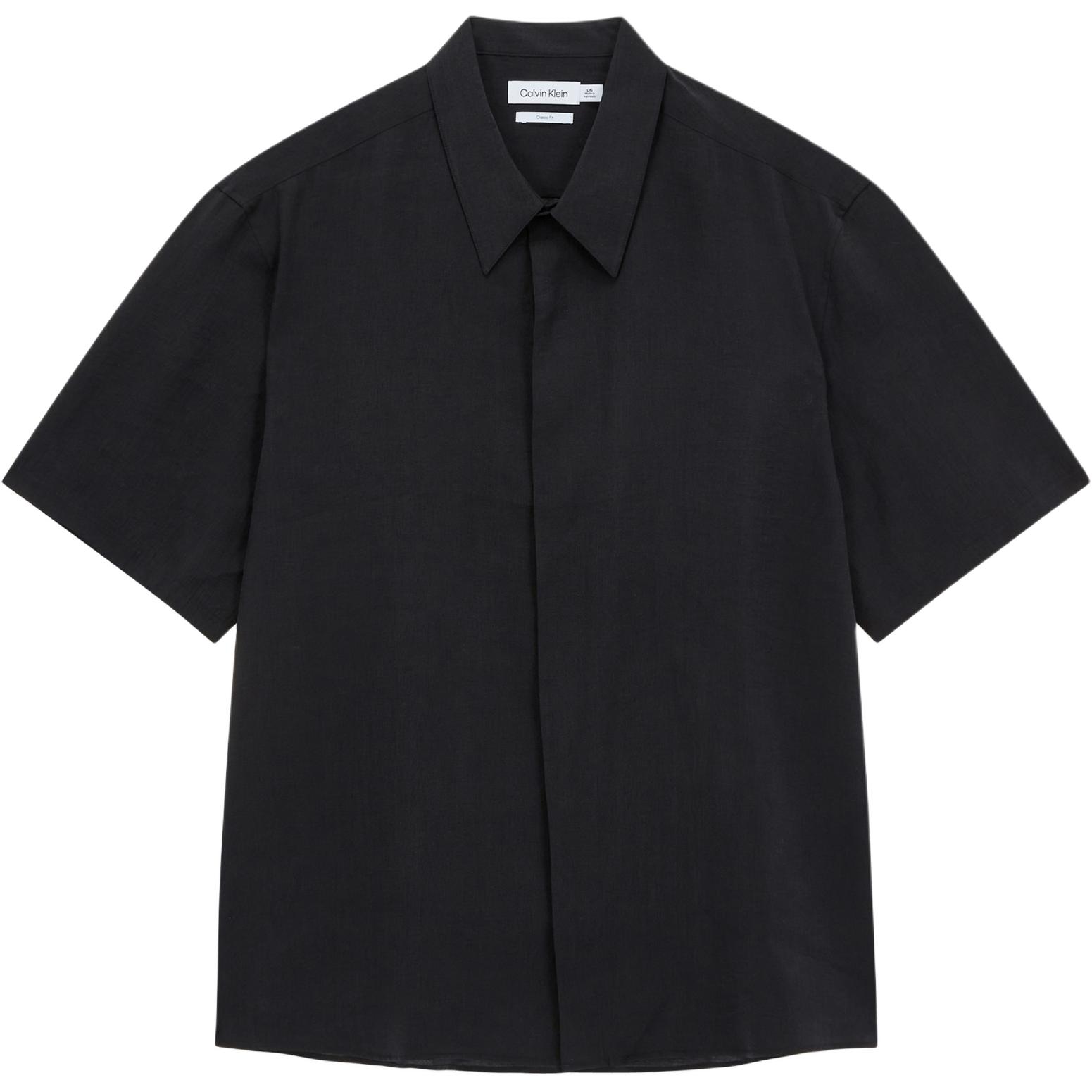 

Calvin Klein Однотонная простая удобная рубашка с коротким рукавом, мужские рубашки, черная 40BM102-BAE S