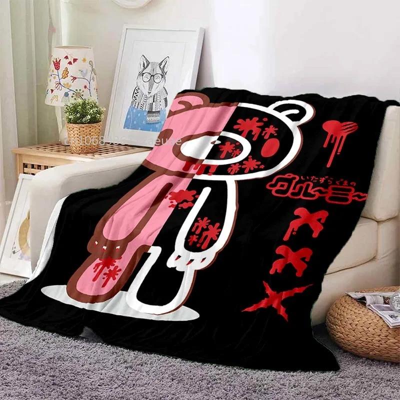 Cartoon Gloomy Bear Printed Blanket for Beds Sofas Warm Soft Flannel Blanket Gift