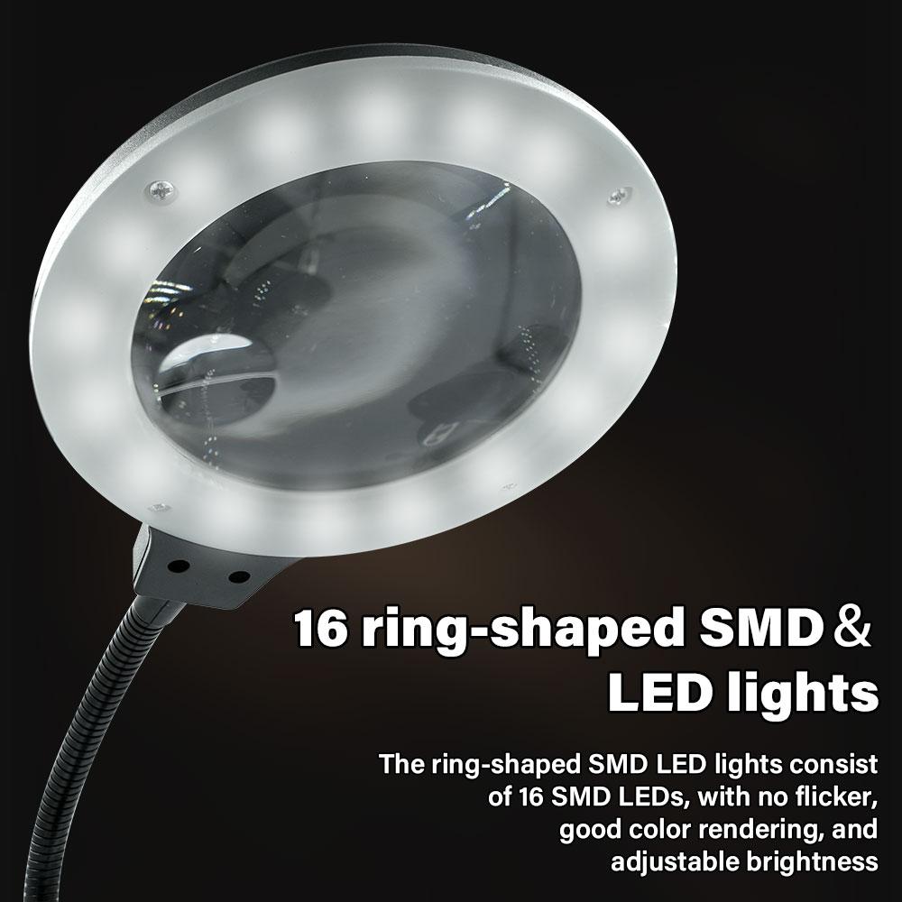 Soldering Station Led Magnifier Lamp 2.5x 4x Optical Glass Helping Hand Clips Usb Battery Dual Power For Pcb Watch Electronics Repair Workbench Tool