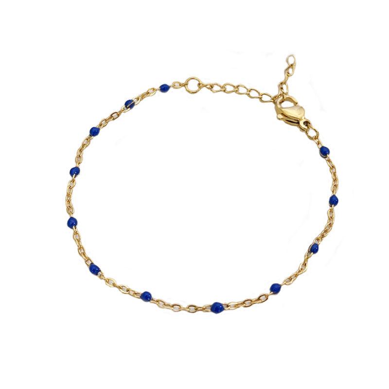 Gold Purple Beaded Chain Bracelet – Dainty Enamel Bead Minimalist Jewelry, Sweet Everyday Gift for Women
