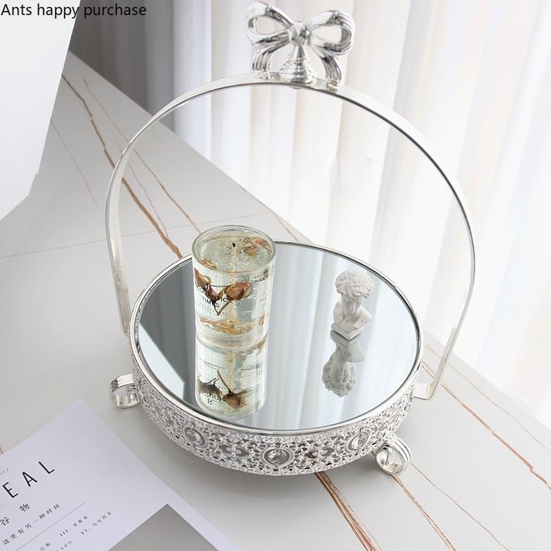 Silvery Metal Mirror Cake Stand Cake Pan Dessert Plate Desktop Storage Tray Home Decorative Plate Display Stand Shooting Props
