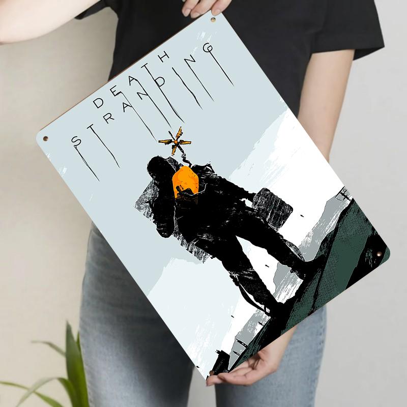 Death Stranding Sam Porter Bridges Silhouette Metal Wall Art Decor Gaming Poster 20x30cm（7.8x11.8inch）