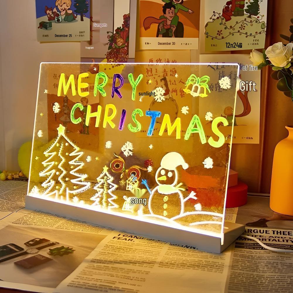 Glow-in-the-Dark Luminous Erasable Drawing Board for Kids - DIY Acrylic Learning Night Light