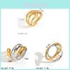 Geometrisches Edelstahl-Ringset mit Vergoldung für modebewusste Frauen
