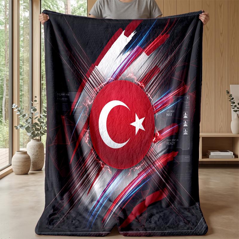 Turkey Football Printed Flannel Blanket Skin Friendly Warm Decorative Throw for Indoor Couch Bed Daily Use