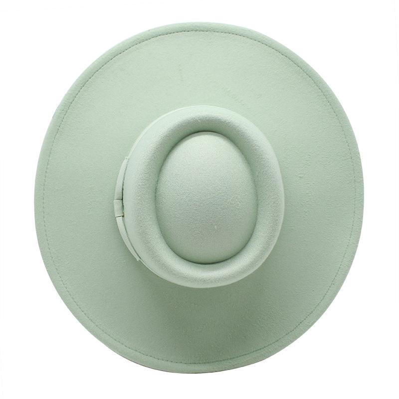 New simple solid color wool.cm brim men's and women's autumn and winter warm outdoor oval ring top hat