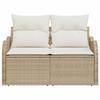 Garden Sofa with Cushions Beige 121 x 62 x 69cm Poly Rattan