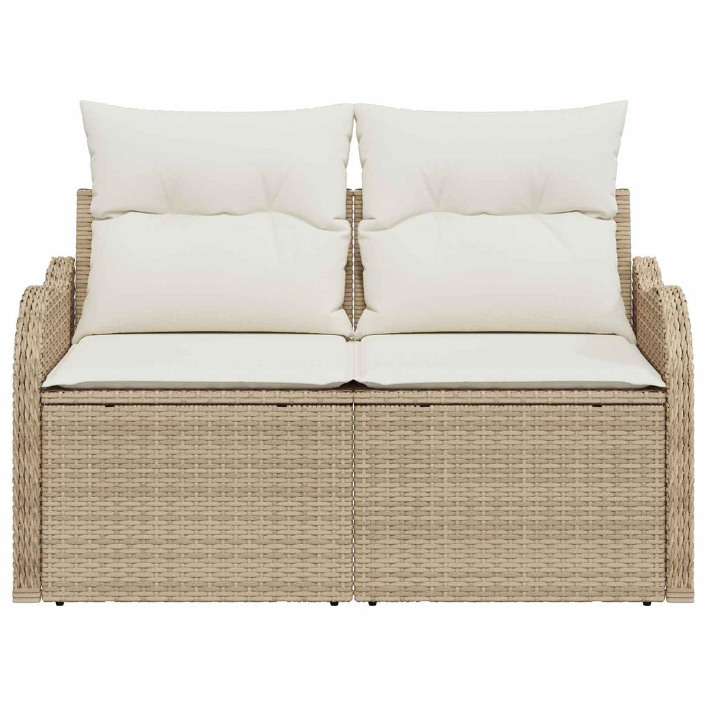 Garden Sofa with Cushions Beige 121 x 62 x 69cm Poly Rattan