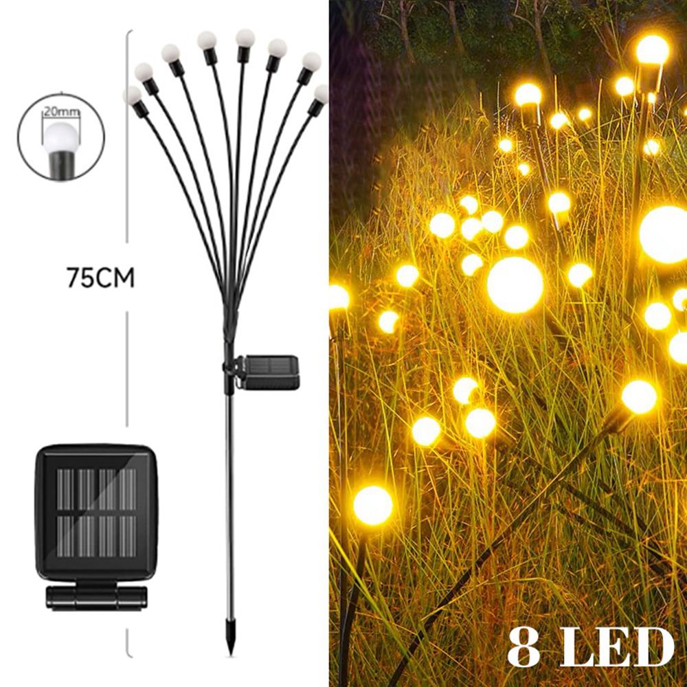 8 LED Solar Firefly Light Waterproof Outdoor Garden Decoration Landscape Lights Lawn Lantern Suitable for Festive Decoration