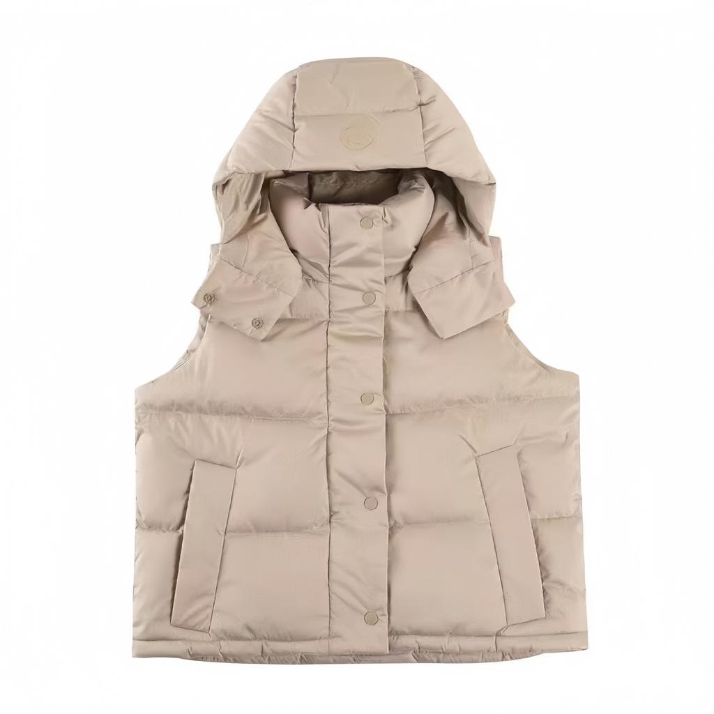 Four-grid Puff Down Jacket Vest Sleeveless Short Women's Hooded Thickened Warm Casual Bread Jacket
