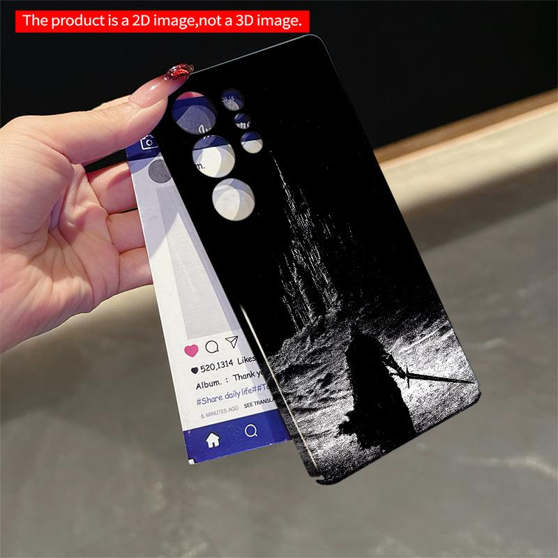 2DFlat Samsung phone case Dark knight, towering castle, sword drawn. Applicable to Galaxy S23 S24 S25ULTRA S26 A12 A14 A15 A16 A54 A55