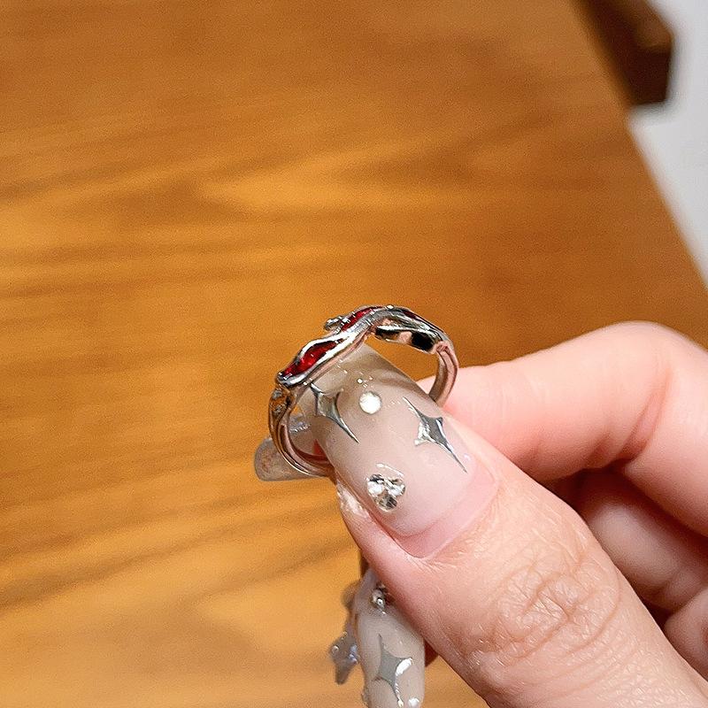 Niche Design, Advanced Sense, Cold Wind Fold, Couple Stacking, Texture Opening Ring, Female Index Finger Ring