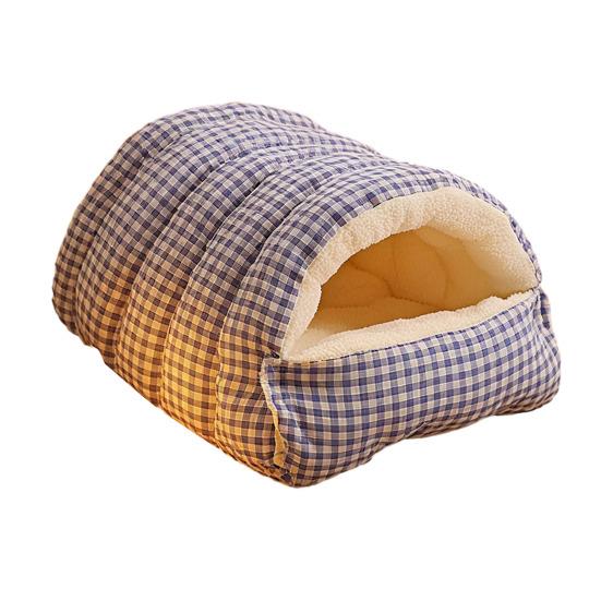 Cat Tunnel Bed Warm Plush Semi-Enclosed Cat Cave Bed Washable Cozy Cats Tent Calming Bed for Indoor Cats Small Dogs Puppies