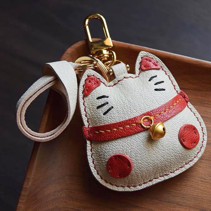 Unique Sheepskin Handmade Ragdoll Cat Lucky Cat Car Key Bag Pendant Handbag Crossbody Bag Pendant Girl Birthday Gift Lovely