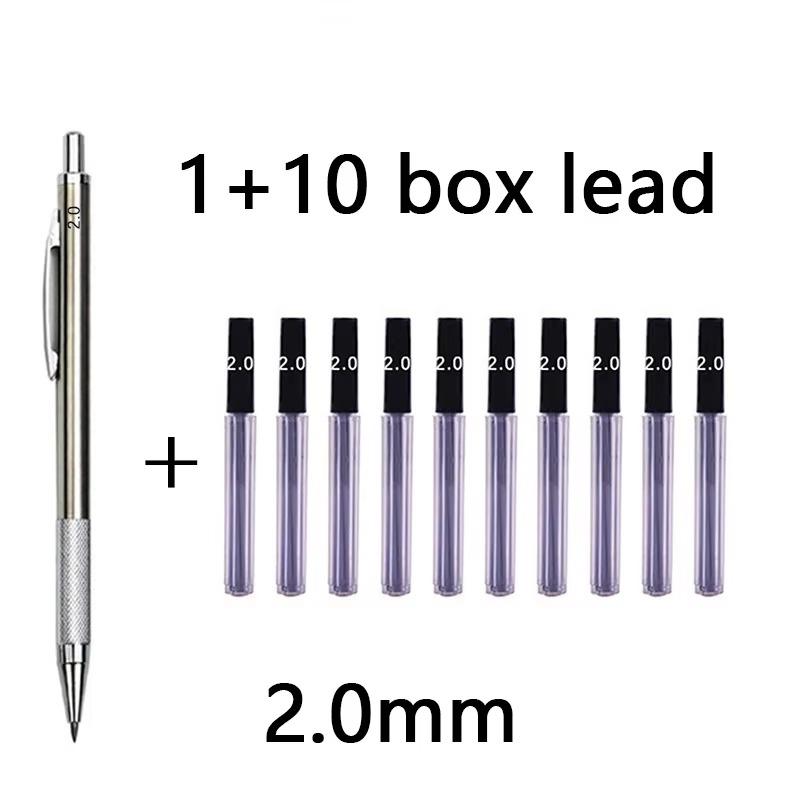 11Pcs/set All Metal Mechanical Pencils 0.3, 0.5, 0.7, 0.9, 1.3 2.0Mm Lead Refills Art, Writing, Sketching Retractable Design