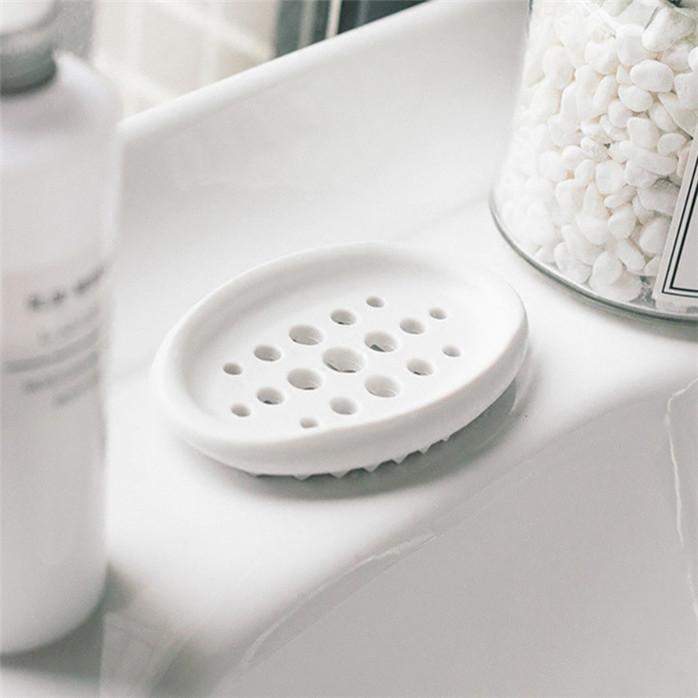 Silicone Soap Dish Storage Holder Tray Drain Soap Box Bathroom Accessories