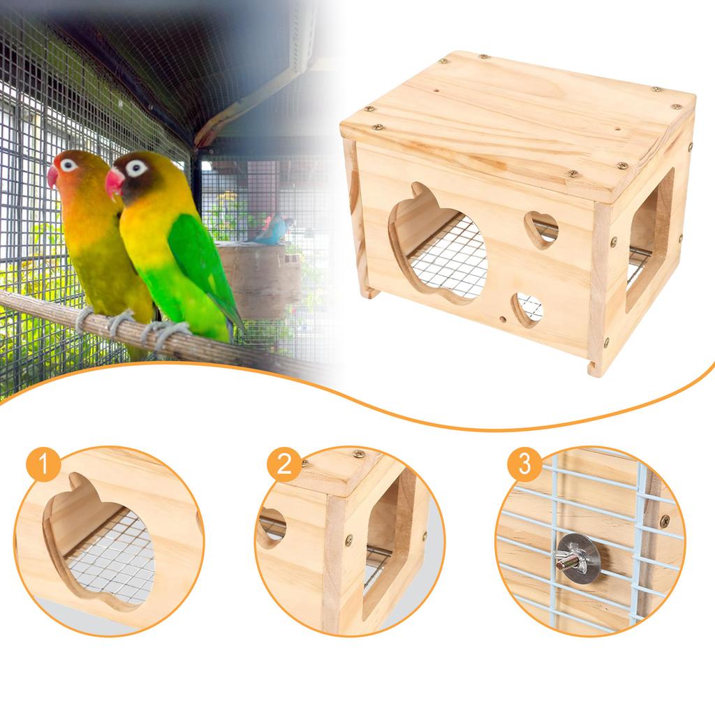 Maison d'oiseau en bois Chaleur hivernale Nid pour perruches Accessoires de cage pour Conure Perruches Perroquet Fournitures pour oiseaux