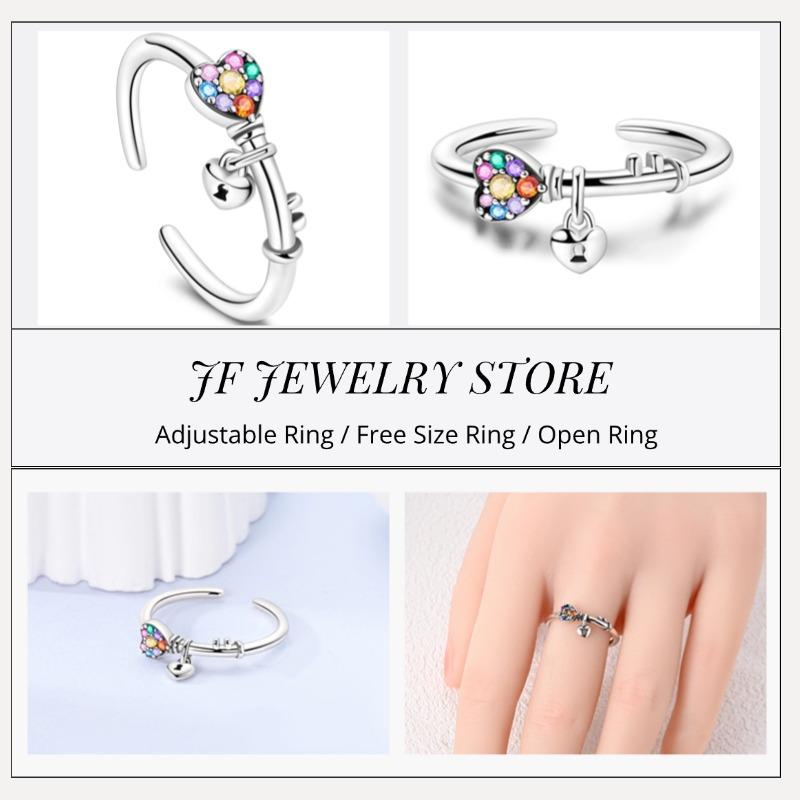 Free Size Ring For Women S925 Silver Original Blue Eyes Dragon Bee Shell Cherry Adjustable Rings Clover Chain Open Ring Jewelry