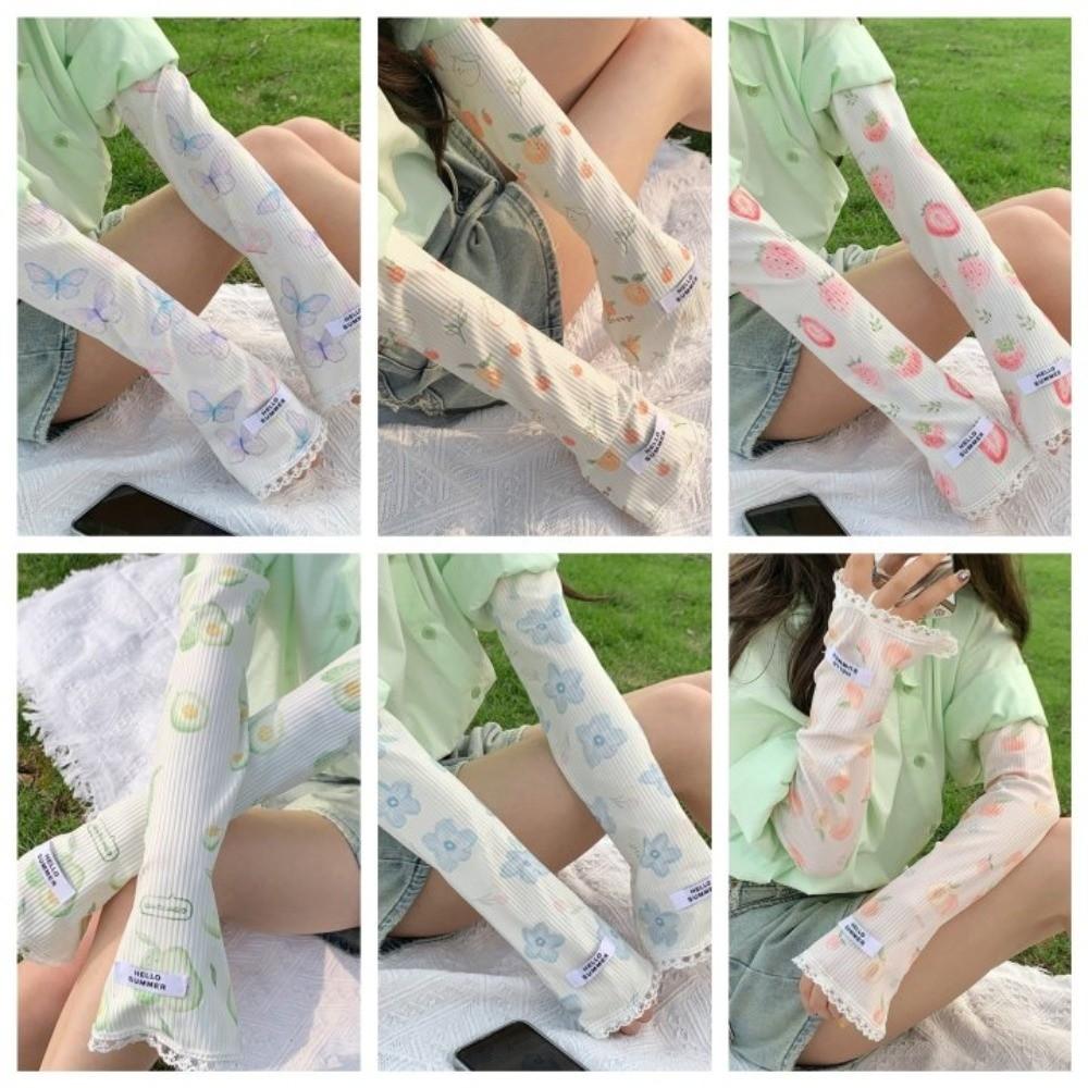 Peach Strawberry Sun Protective Sleeves Orange Watermelon Arm Covers  Girl