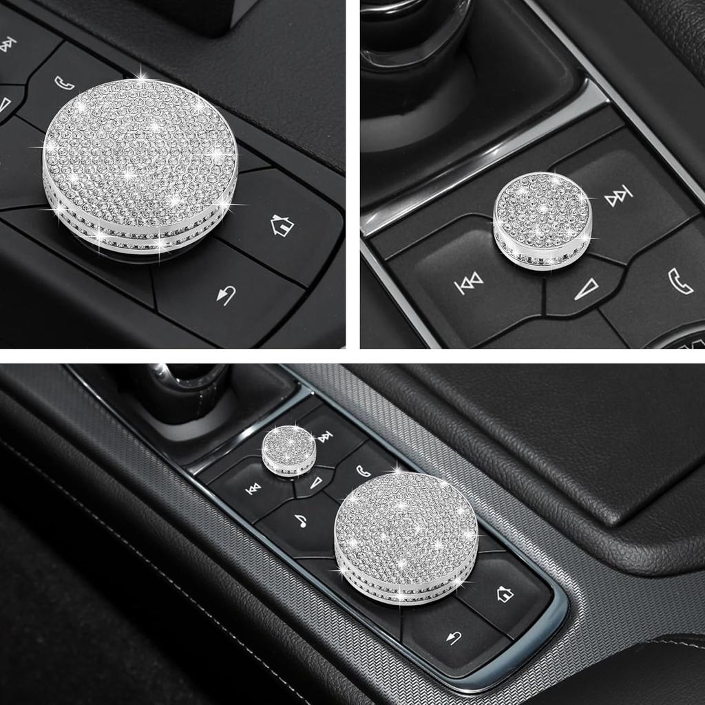 TOMALL Bling Center Console Multimedia Knob Button Cover Compatible with Cadillac CT5 CT6 XT4 XT5 XT6 Crystal Media Button Cover Trim Bling Interior