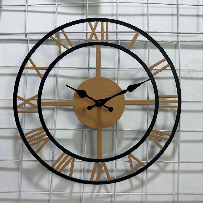 Large Arabic Roman Numerals Metal Wall Clock Quiet Movement Contemporary Styles Easy Installation For Indoor Space