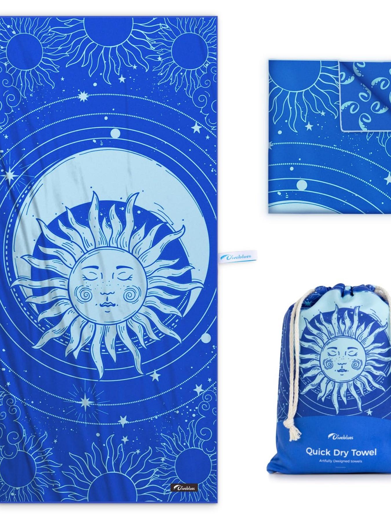 Diveblues Microfiber Beach Towel Fast Drying, Extra Large Sand Free Beach Towel Super Lightweight Towels for Yoga Gym Sports W30*H60(CM)