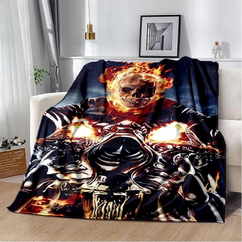 2026 New Marvel Horror Ghost Rider Cartoon Gift Soft Blanket,Soft Throw Blanket for Home Bedroom Bed Sofa Picnic Child Cover Kid
