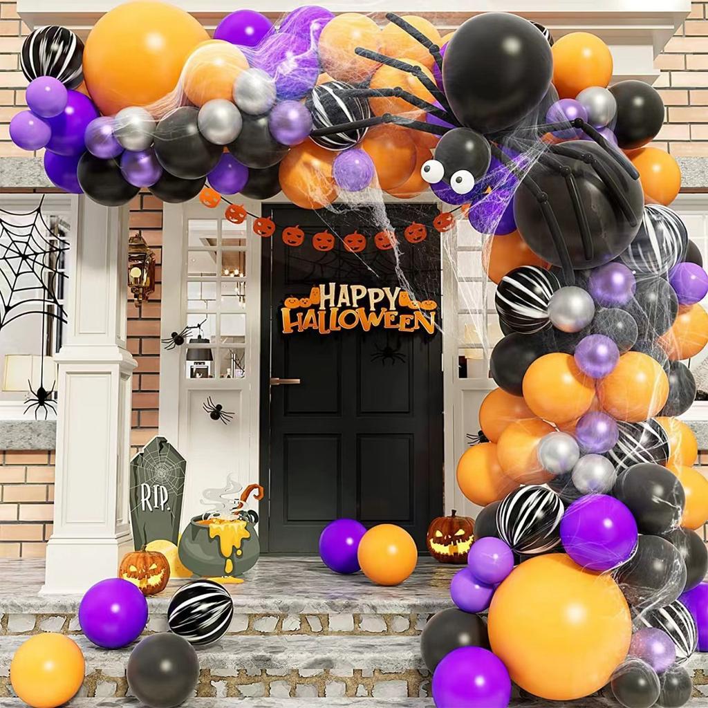 Halloween Party Balloon Chain Arch Set, Halloween Spider Ghost Dress Up Scene Balloon Set