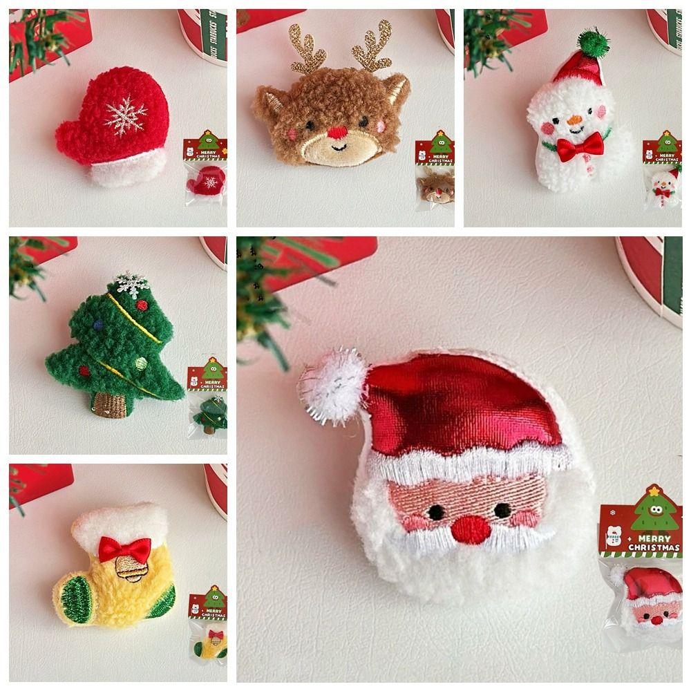 Snowman Christmas Plush Brooch Tree Snowman Plush Pin Handmade Santa Tree Brooch  Christmas Gifts